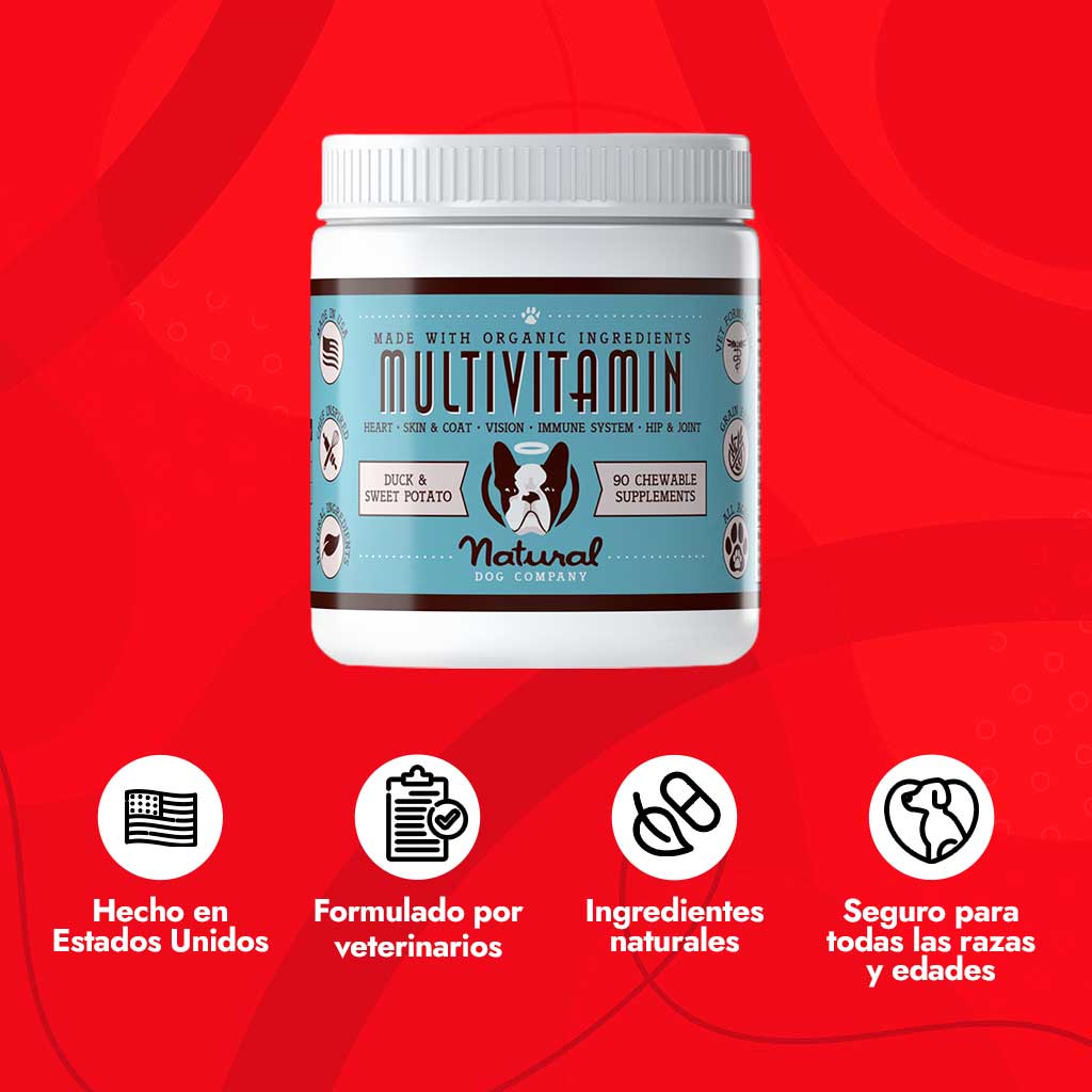 Características de las vitaminas para perros en masticables de la marca Natural Dog Company vendido en Dogytoon