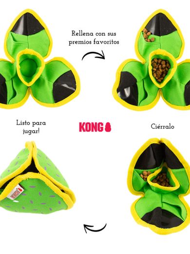 Dispensador de premios marca KONG, esconde premios en su interior, cierralo y dáselo a tu perro.
